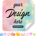 Custom Stickers - Personalized Labels, Customized Stickers with Any Design Image Logo Text, 100 Square Watercolor Floral Vinyl Stickers, Waterproof, Outdoor Use
