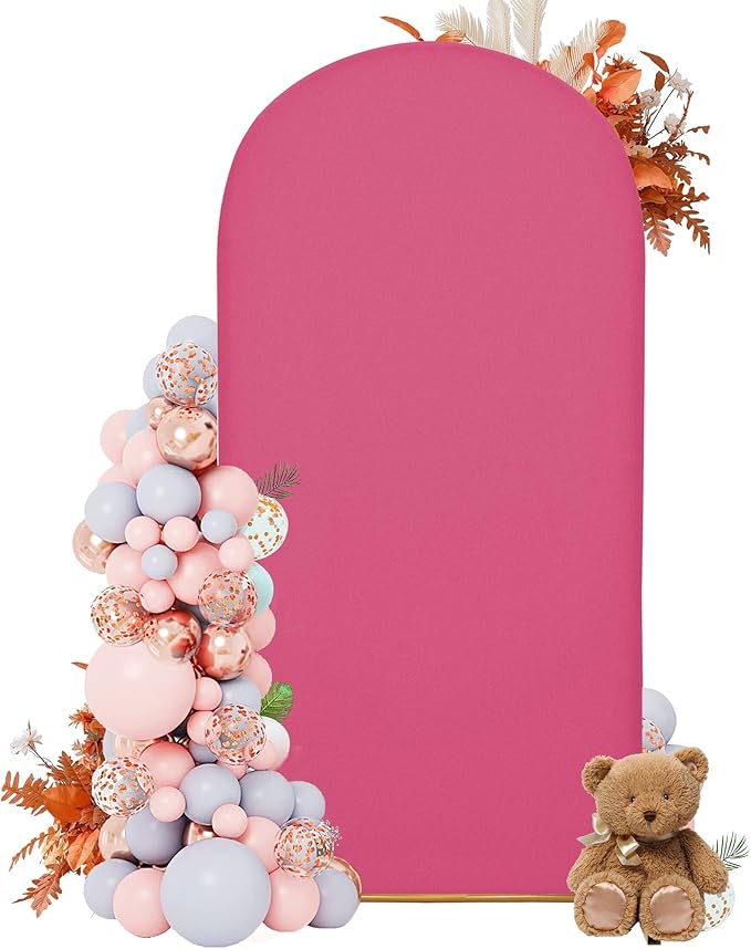 6.6FT Wedding Arch Covers Arch Backdrop Cover Arch Stand Covers Set Arch Cover Spandex Fabric Stretchy Backdrop for Wedding Birthday Party Decoration Baby Shower (Rose Red)