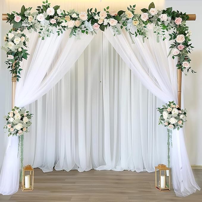 10ft X 10ft White Tulle Backdrop Curtain for Parites, Sheer Backdrop Curtains Fabric Drapes for Wedding Ceremony Arch Party Stage Decorations
