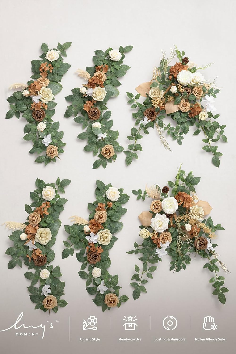ling's moment brown artificial flower garland wedding arch, package contents