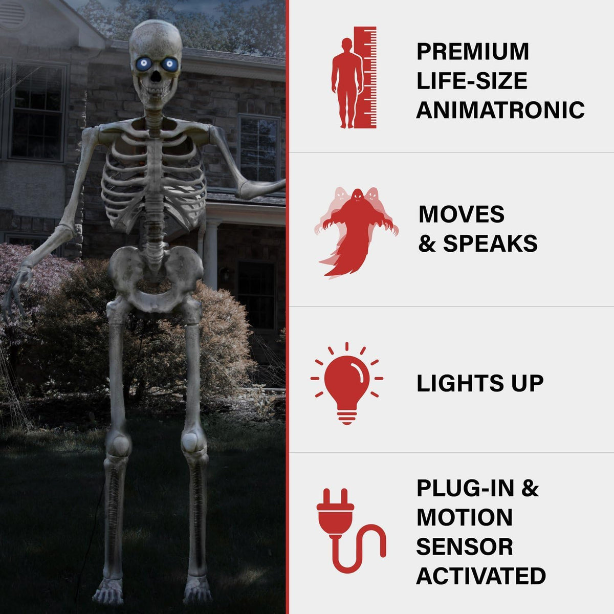 Haunted Hill Farm 8.0-Ft. Motion-Activated Towering Skeleton Animatronic
