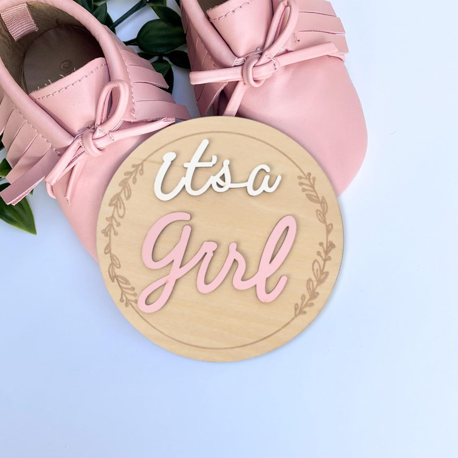 Gender Reveal Wooden Sign - Baby Announcement Plaque - It's A Boy/Girl Photo Prop - Baby Shower Wooden Sign - Pink