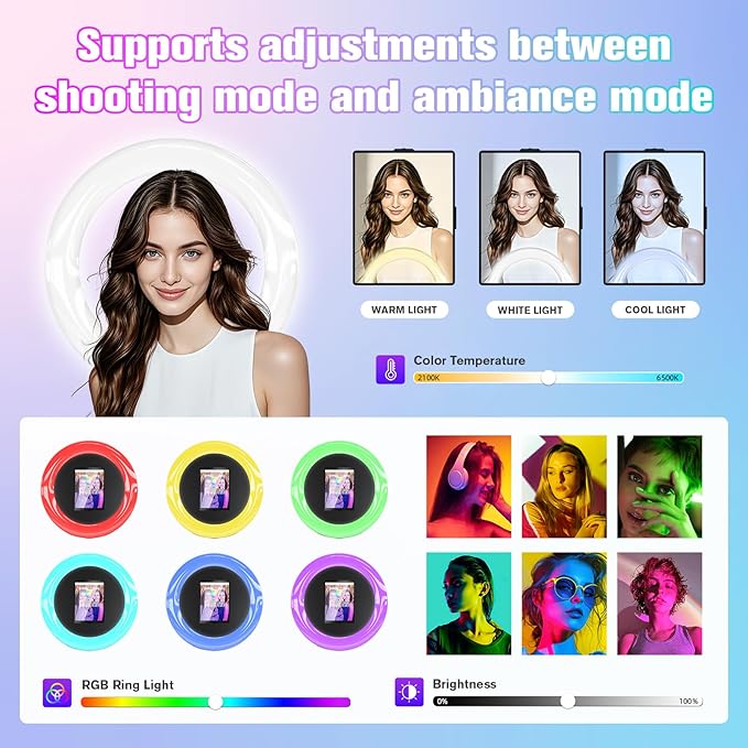 MWE Portable Photo Booth Stand Compatible with Any iPad Photo Booth with Software APP and Remote Control, RGB Ring Lights Music Sync,Logo Customization (Black, Large Box-Honeycomb Box)