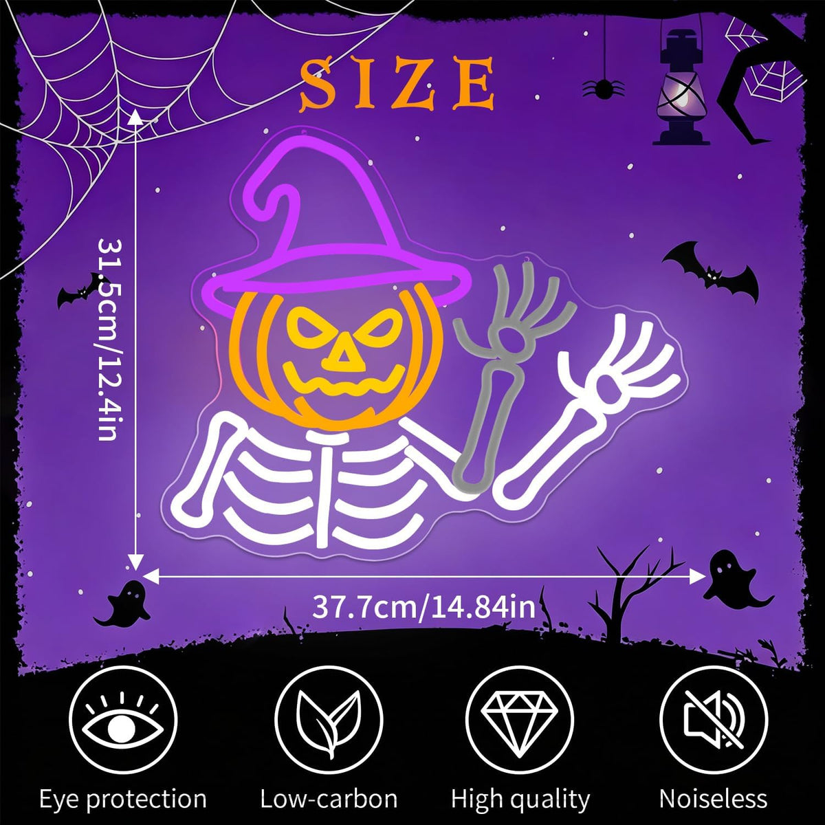 Waving Skeleton Neon Sign for Halloween Wall Decor USB Dimmable Led Light