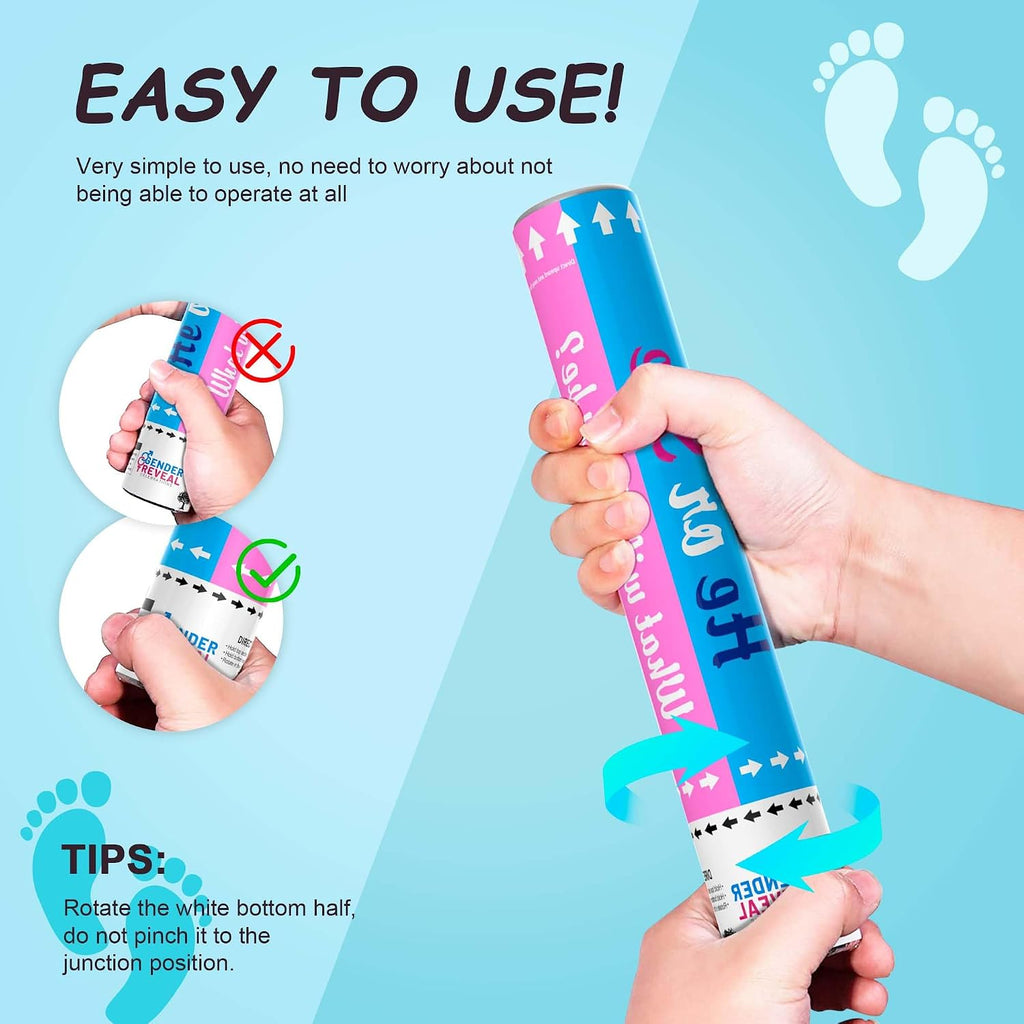 POPUPARTY 2 Pack Blue Gender Reveal Fire Extinguishers with 4 Pack Blue Confetti Cannons for Baby Boy Gender Reveal Party
