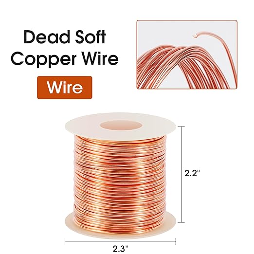 22 Gauge/ 0.6 mm 590 Feet 1 Pound 99.9% Dead Soft Copper Wire for Electroculture Gardening, Jewelry Making, Beading, Science Projects, DIY Artwork