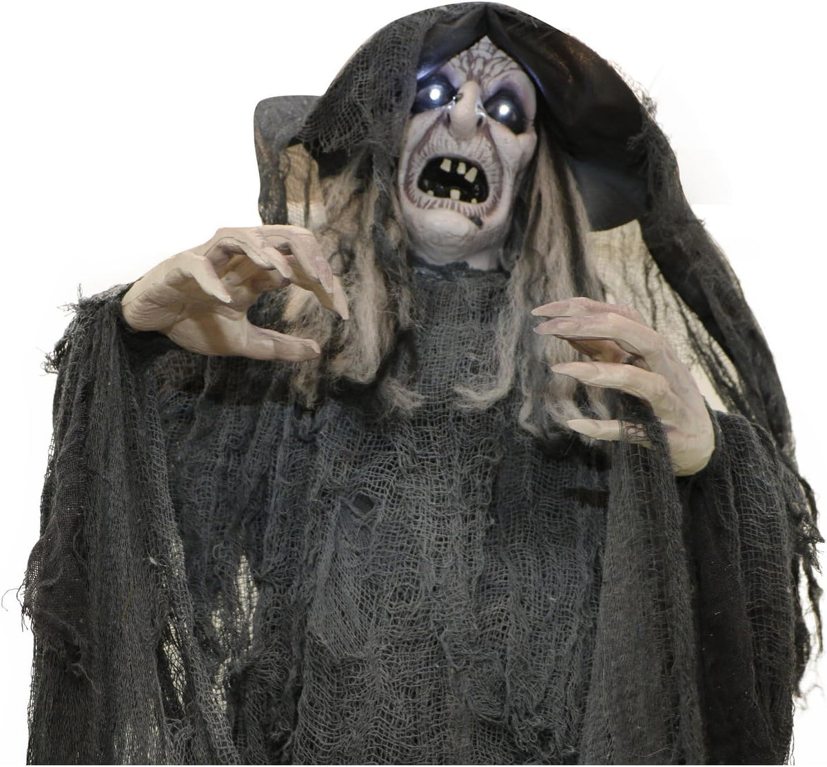 Haunted Hill Farm Life-Size Animatronic Scary Talking Witch with Touch Activa...