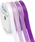 Ribbli Purple Satin Ribbon 3/8 Inch x 4 Rolls Total 40 Yards-White Lavender Purple Ribbon for Gift Wrapping Craft Wedding Decoration