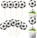 Hooqict 40Pcs Soccer Cupcake Toppers Soccer Ball Birthday Cake Topper Decorations Cupcake Picks for Kids Boys Men Sports Theme Birthday Party Decorations Game Day Party Supplies