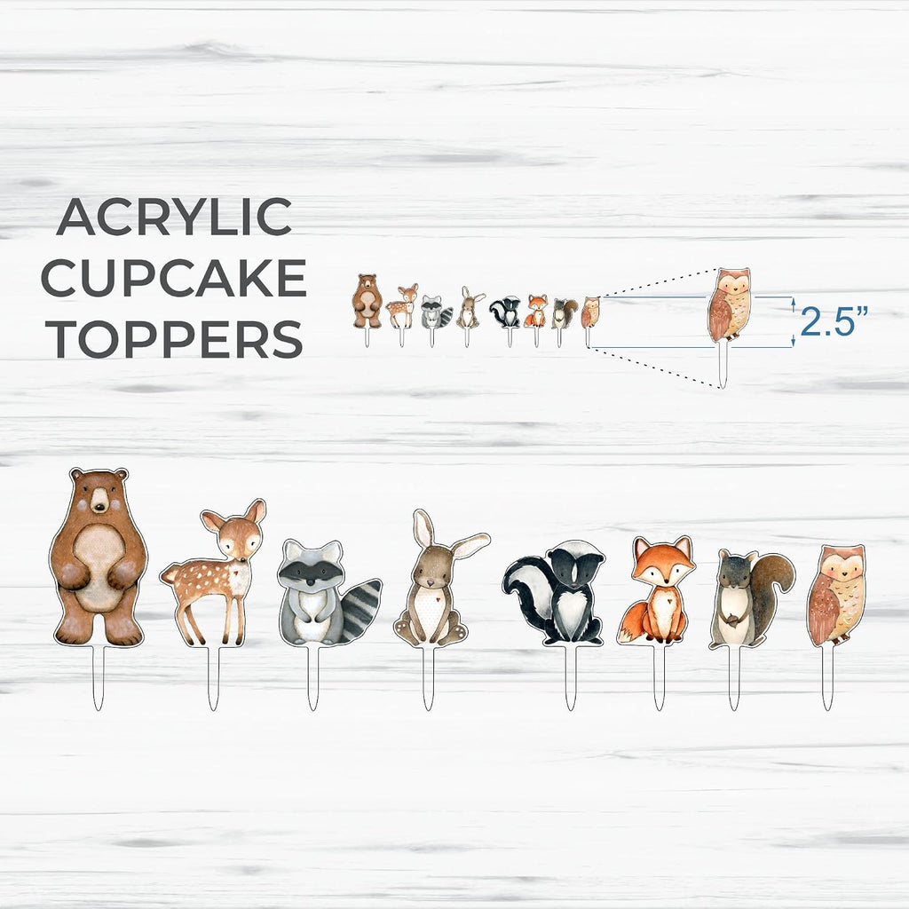 Back40Life Forest Critters Painted Animal Cutout Shapes (Cupcake Topper (Set of 5))