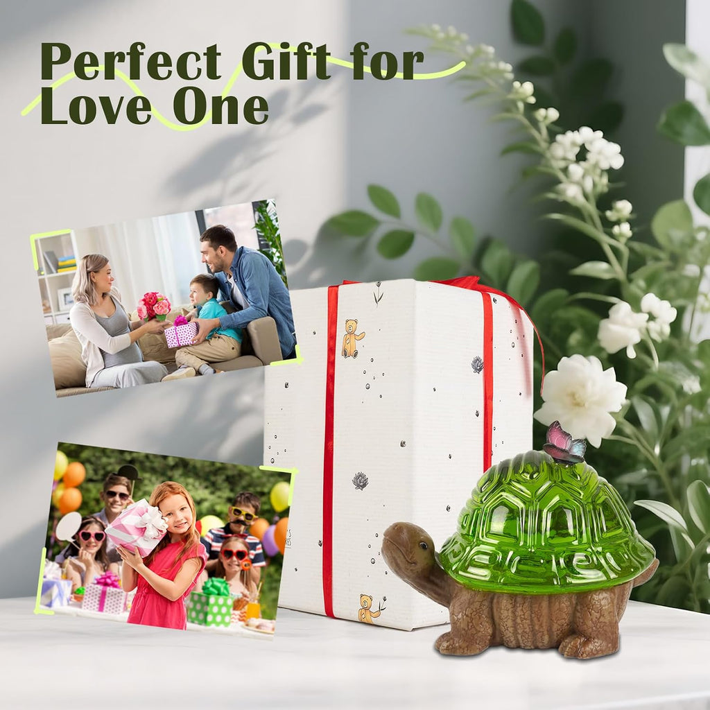 Spring Turtle Snow Globe Decor with 6H Timer, Swirling Glitter Water Globe Tortoise Spring Decoration, USB/Battery Operated, Turtle Glowglobe for Spring Holiday Home Decor and Gift