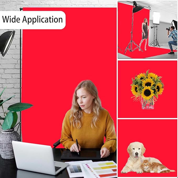 Red Photography Backdrop for Photoshoot, Photo Backdrop Curtain, Perfect Red Backdrops for Party Portrait Photoshoots Video Studio 8FTx10FT