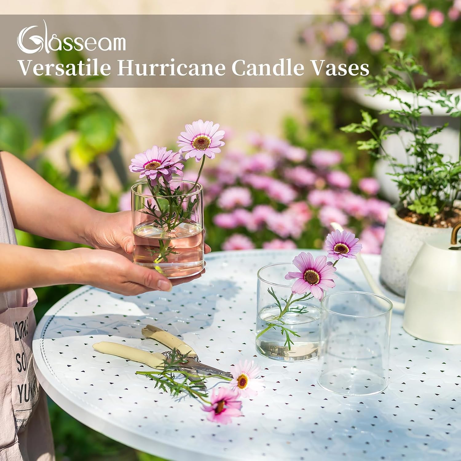Glasseam Hurricane Glass Candle Holder Set of 6, Cylinder Clear Candle Holders for Pillar Candles, Modern Cylinder Vases for Floating Candles, Vases for Centerpiece Wedding Table Decorations, 4inch