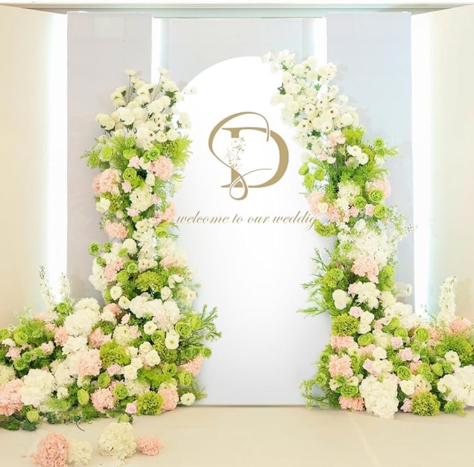 LEBENGURU Upgraded 5FT Wedding Arch Cover, White Spandex Fitted Arch Backdrop Cover, Round Top Chiara Stand Covers for Birthday Party Baby Shower Banquet Balloon Décor