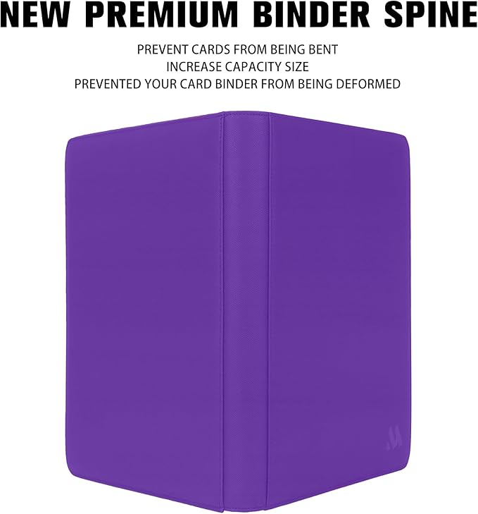 Premium 1000+ Pockets Card Binder,16 Pockets Trading Card Binder Ringless Side Loading Trading Card Album Folder for TCG - Dark Purple