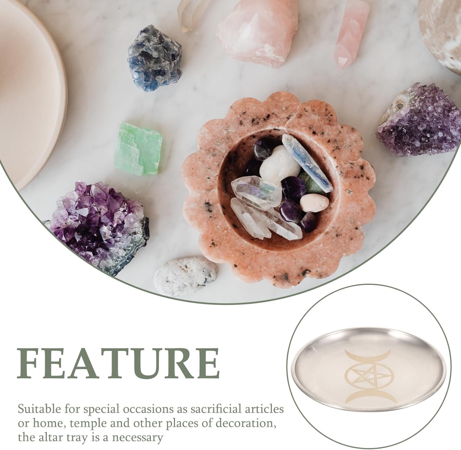 COHEALI Altar Plate Candle Holder Ritual Burning Incense Burner Offering Bowl Decorative Tealight Tray Witchcraft Wiccan Tarot Supplies