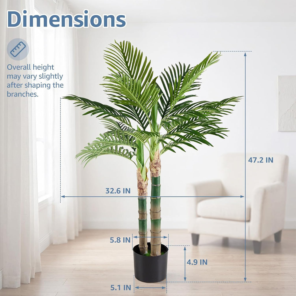 dumos 47in artificial palm tree, realistic faux indoor on a desk or shelf