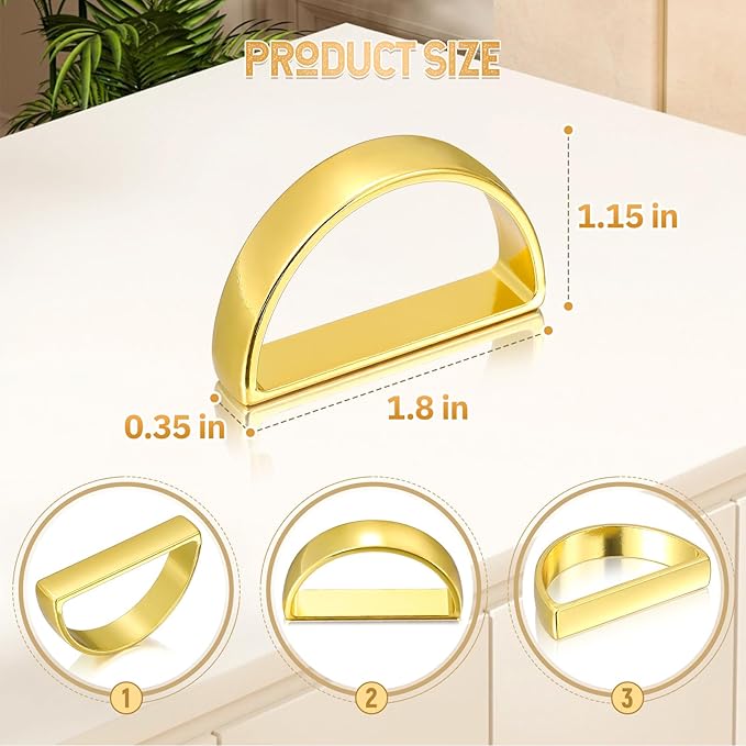 KPOSIYA Napkin Rings Set of 12, Metal Gold Napkin Rings Bulk for Table Settings, D-shape Napkin Holders Rings for Dinner Table Decor, Easter, Fall,Thanksgiving, Christmas, Party,（Brilliant Gold12 pcs）
