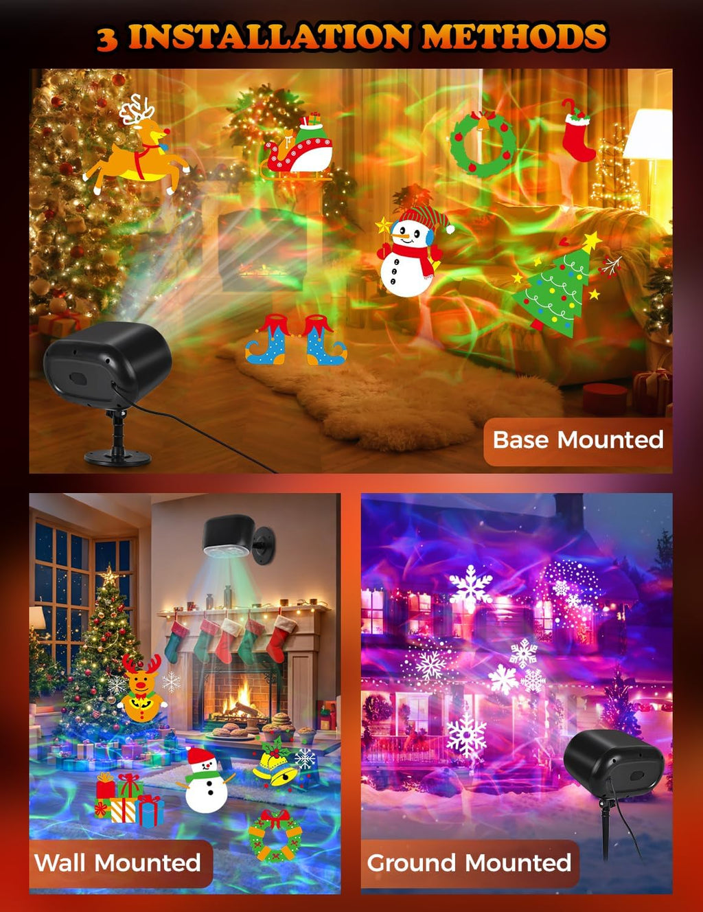 2025 upgrade no slides christmas projector lights outdoor, package contents
