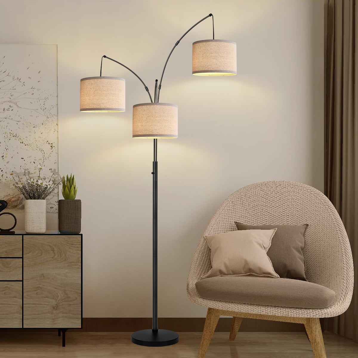 dimmable 3 lights floor lamp - 3000lm super, view 9