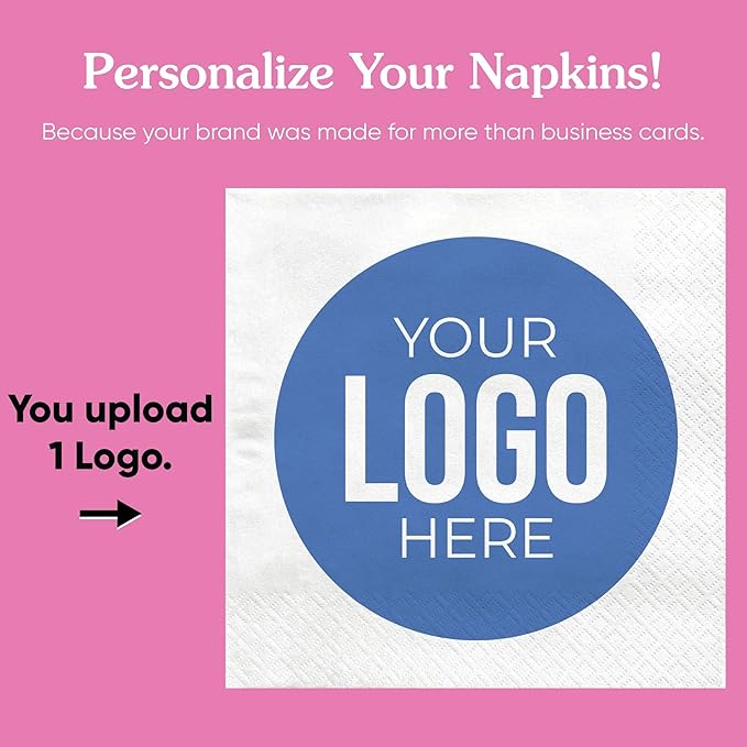 Big Dot of Happiness Custom Logo Party Napkins, Personalized Corporate Branded Business Decor, Your Logo Here White 3-Ply Paper Beverage Napkins - 50 Count