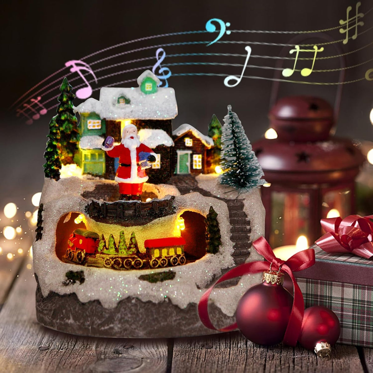 christmas collectibles building village house musical snow globe, main product view