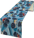 Monster Truck Table Runner,for Kids Boys Cool Colorful Cartoon Blue Cars Pattern Print Tablecloth Burlap for Hotel Indoors Outdoor Dining Room Kitchen Home Decor,W13X L80 in