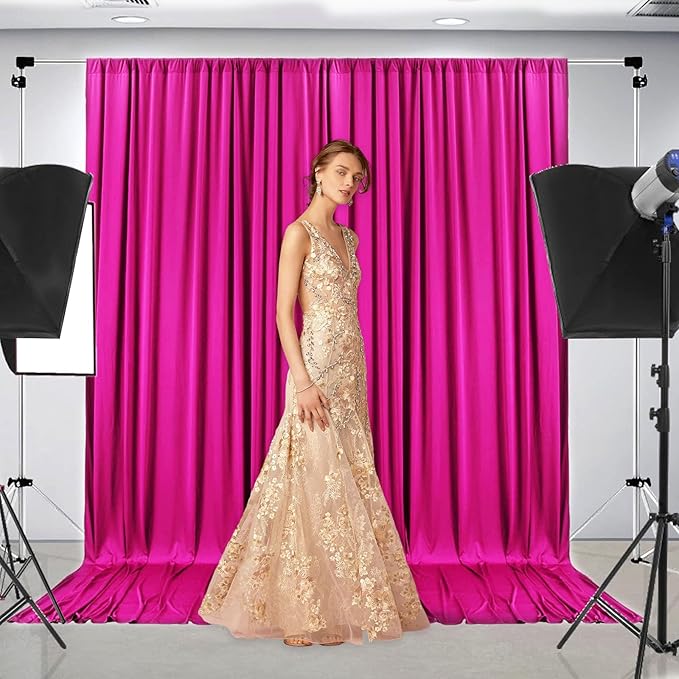 10 x 10 Feet Rose Red Backdrop Curtain for Partie, Background Curtains for Photoshoot, Birthday, Wedding, Halloween, Thanksgiving, Christmas Day, New Year Party Decorations 5Ft x 10Ft, 2 Panels