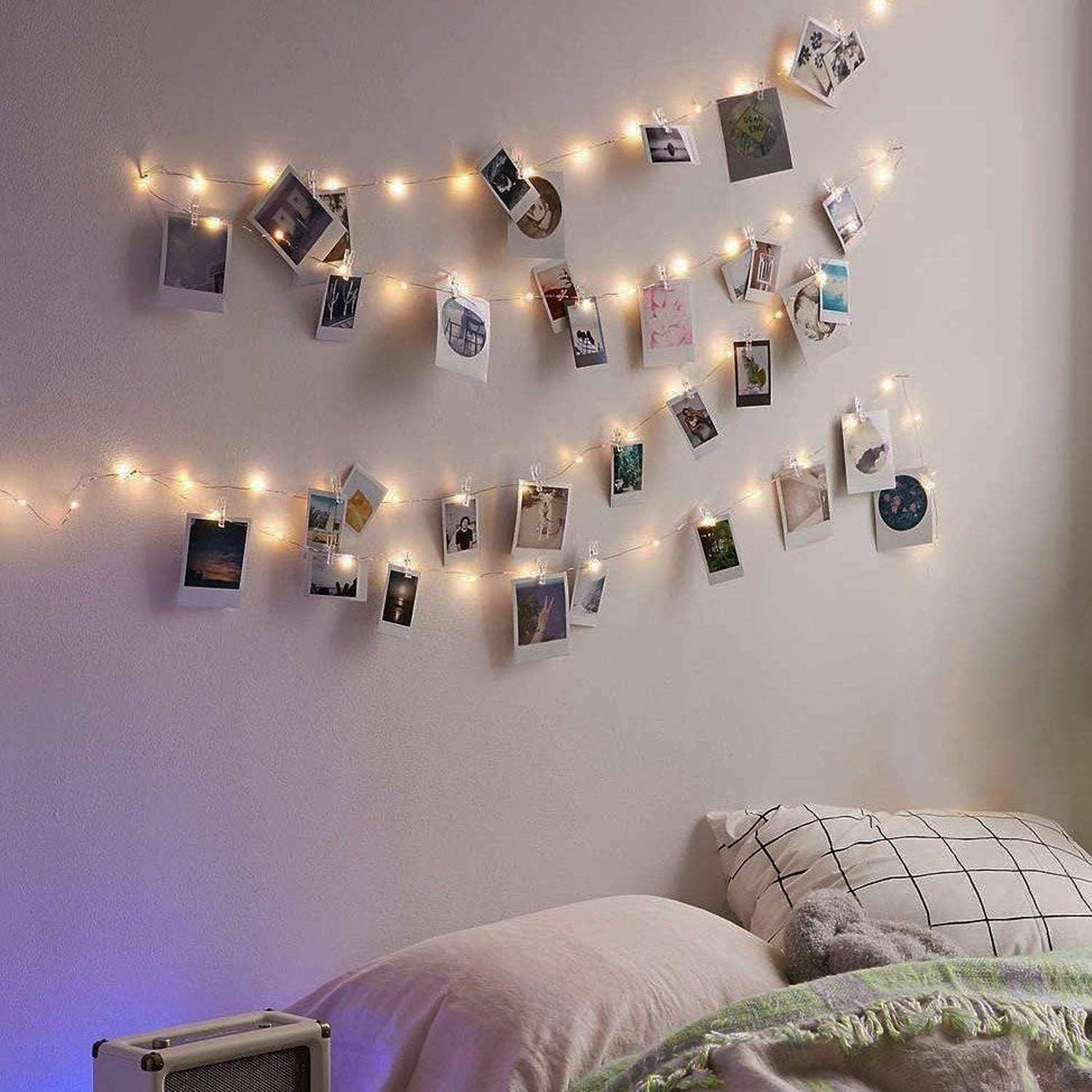 LECLSTAR Photo Clip String Lights 17Ft - 50 LED Fairy String Lights with 50 Clear Clips for Hanging Pictures, Photo String Lights with Clips - Perfect Dorm Bedroom Wall Decor Wedding Decorations