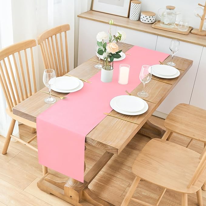2 Pack Pink Small Short Table Runner 12 x 48 Inch Solid Color Runners Coffee Table Dresser for Daily Party Home Decoration