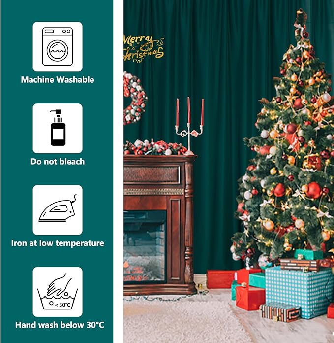 MYSKY HOME 10ft x 8ft Green Backdrop Curtains for Parties, Weddings, Stage, Baby Showers, Birthdays - 5ft x 8ft, 2 Panels