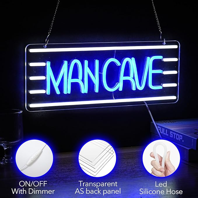 Man Cave Neon Sign, Neon Sign For Wall Decor, Art Led Light for Resturant Signage Shop Home Wall Decor Welcome Sign Bedroom Bar Hotel Shop Party(16.5 x 6.5 in)