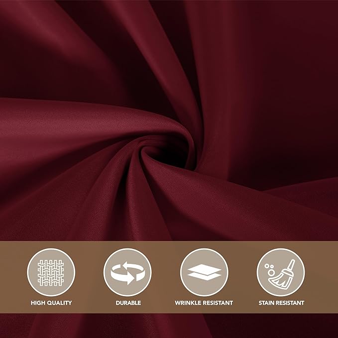 sancua Square Tablecloths 85x85 Inch Burgundy - Fabric Table Cloth for Square or Round Tables, Washable Polyester Table Cover for Christmas Dinner, Holiday Party, Decorative Display Tables