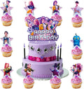 Demon Movie Hunters Birthday Cake Topper, Cute Anime Cake Decorations Include 1Pcs Happy Birthday Cake Topper and 20Pcs Cupcake Topper for Cartoon Party Decorations