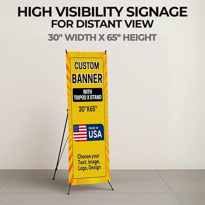 Custom Banner With X Stand By Dreamcontroller(30" X 65") | Personalized X Banner Stand For Advertising, Stores, Tradeshow, Restaurant, Event, Birthday & Party | Made In Usa | Fast Delivery | Hd Print