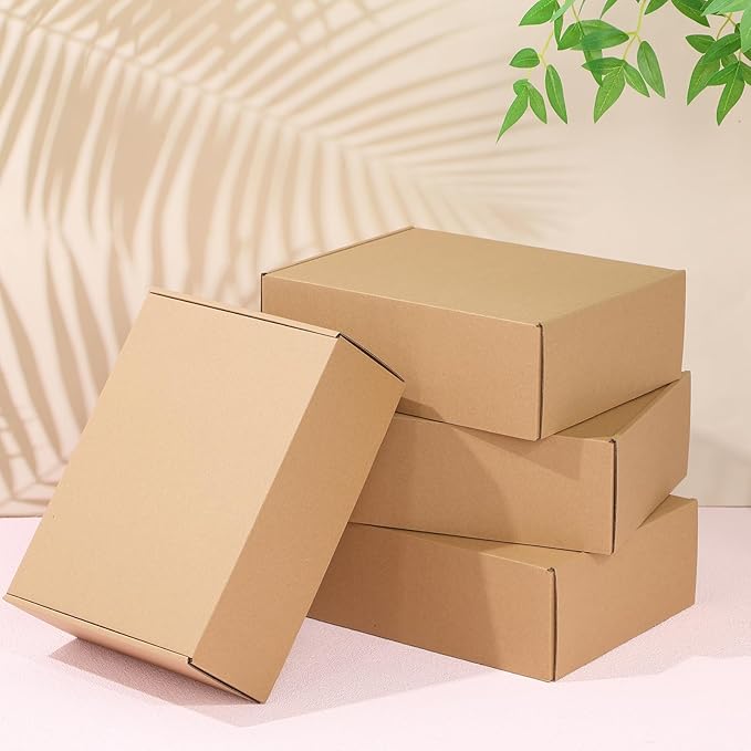 Qilery 100 Pcs Shipping Boxes Cardboard Gift Corrugated Cardboard Brown Boxes Mailer Packaging for Mailing Small Business Present (11 x 8 x 5 Inches)