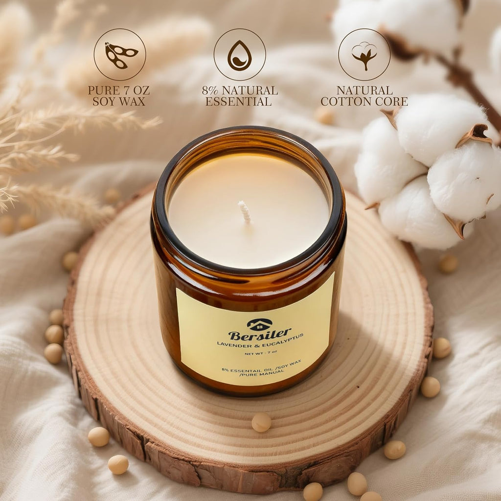 Aromatherapy Candles, Scented Candles, 7OZ Lavender Eucalyptus Candles Stress Relief and Relax for Home & Bedroom Gift for Women Birthday Christmas, Soy Wax Candle