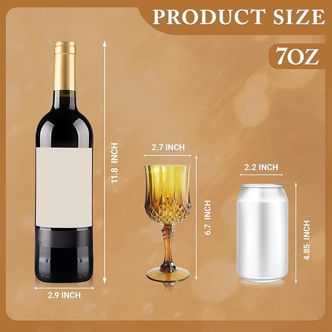 Plastic Wine Glasses，Plastic Goblets Vintage Style Cordial Drinking Glasses for Wedding Reception, Grand Event Party Supplies (24, Amber)