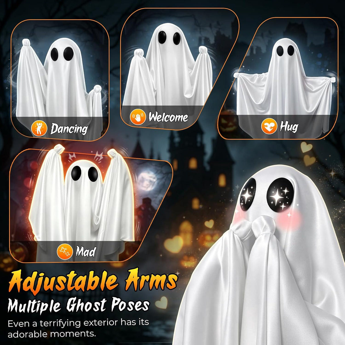 DUSFAN 2 Pack Halloween Decorations Outdoor, 5 FT Pre-Assembled Hanging Swing...