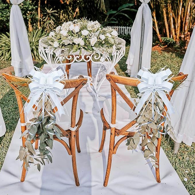 WEWILUCK White Gift Bow, Big White Pull Bows for Gift Wrapping, Wedding, Christmas, Valentine's Day, Presents, Flower Basket Decor(6 inches, 15PCS)