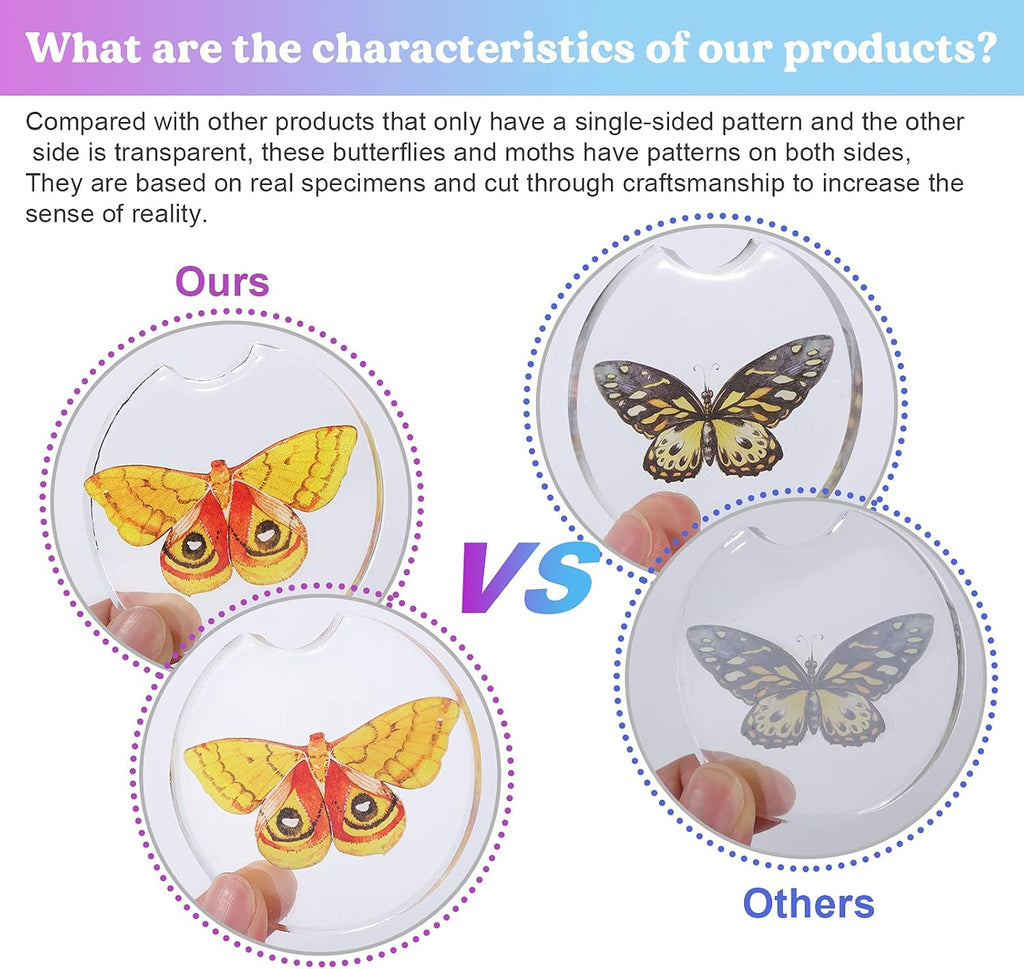 LET'S RESIN Realistic Paper Butterfly Moth,46 Pcs Double-Sided Faux Butterfly,Epoxy Resin Supplies,Vintage Floral Decoration,Resin Accessories for Art,Crafts,Molds