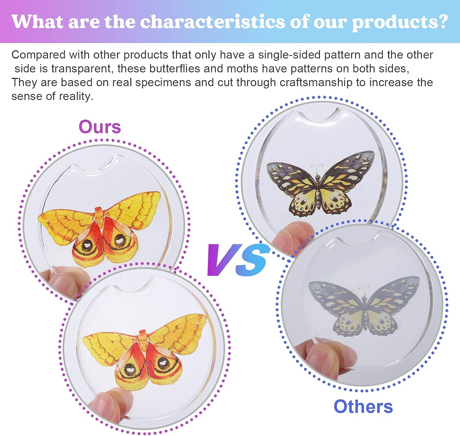 LET'S RESIN Realistic Paper Butterfly Moth,46 Pcs Double-Sided Faux Butterfly,Epoxy Resin Supplies,Vintage Floral Decoration,Resin Accessories for Art,Crafts,Molds