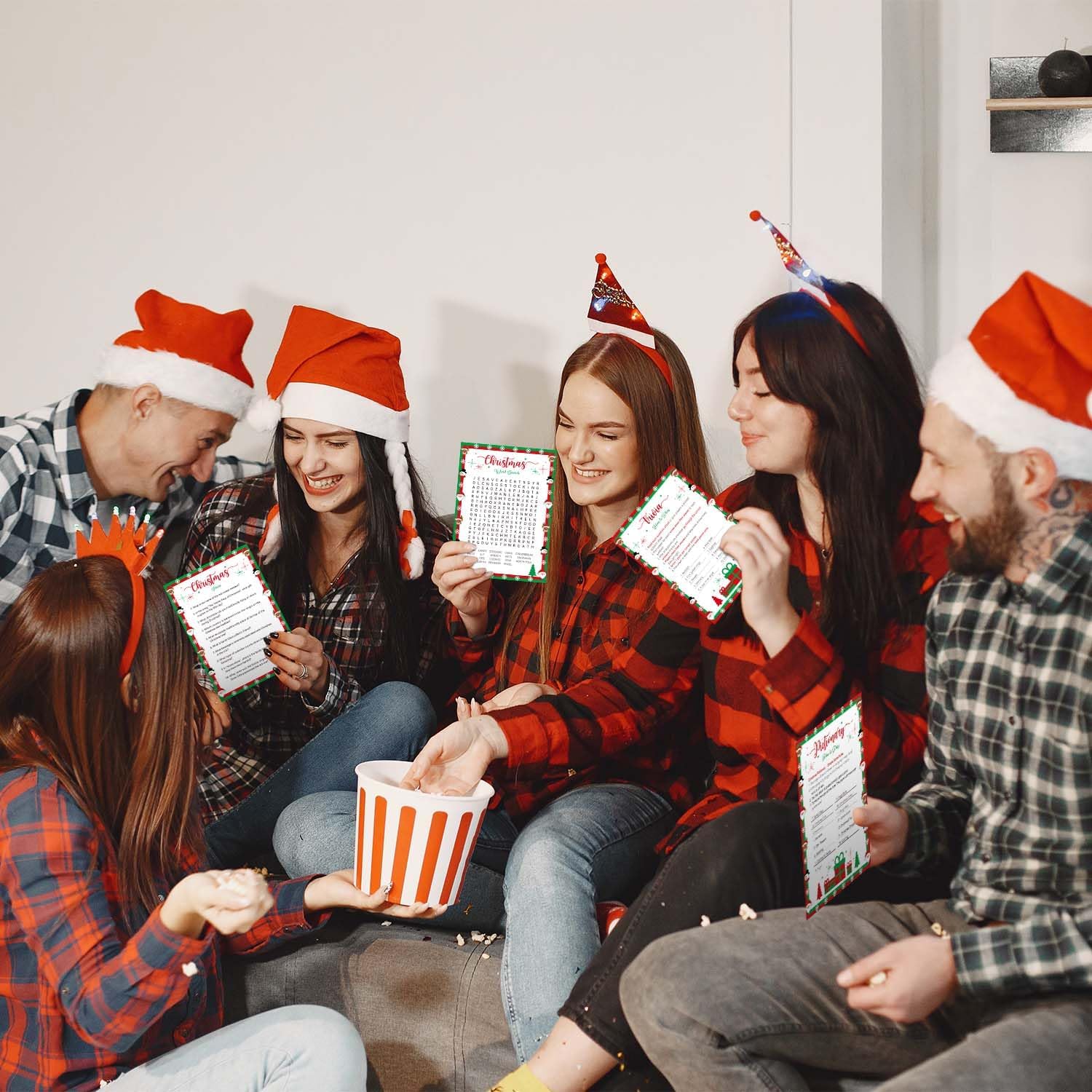 Biswiter Christmas Games for Family Party Supplies, Christmas Activities Word Search Scramble Bingo Trivia Pictionary Categories and Answer Keys for Family