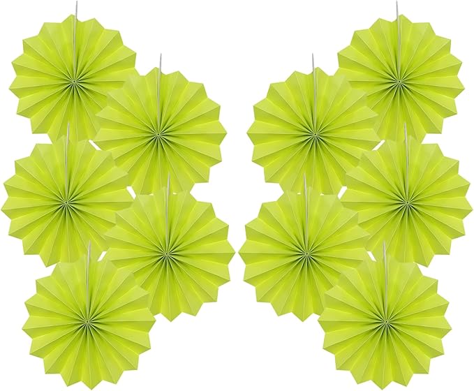 Green Graduation Party Decor,Tropical Party Decorations,Emerald Green Party Decorations,Hawaiian Themed Party Decorations,8in Hanging Paper Fans 30 Color DIY Set (Clear Green)