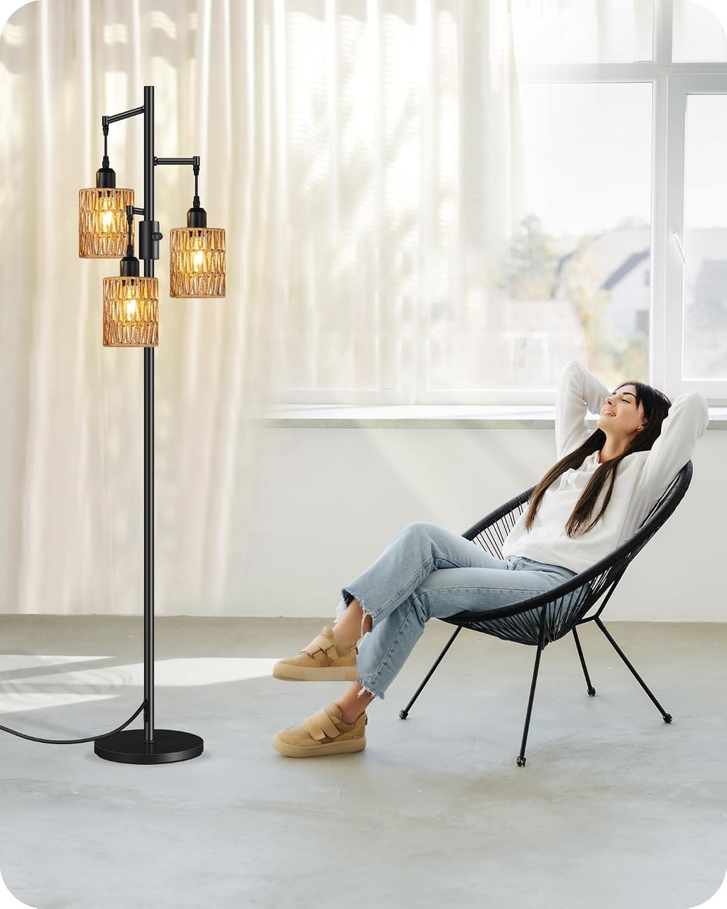 dimmable floor lamp, farmhouse tall standing 70.3" tree showing dimensions