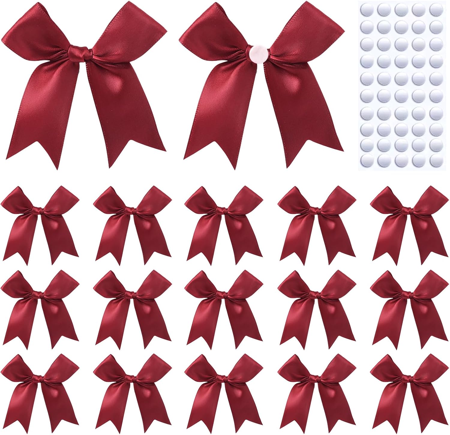 Feluwi 50Pcs Red Gift Wrap Bows - Premium Satin Ribbon Bows - 3.3 Inch Elegant Bows for Gift Wrapping -Party Decorations, Wedding Decor Christmas Birthday Presents, Baby Shower, DIY Crafts Gift Bags