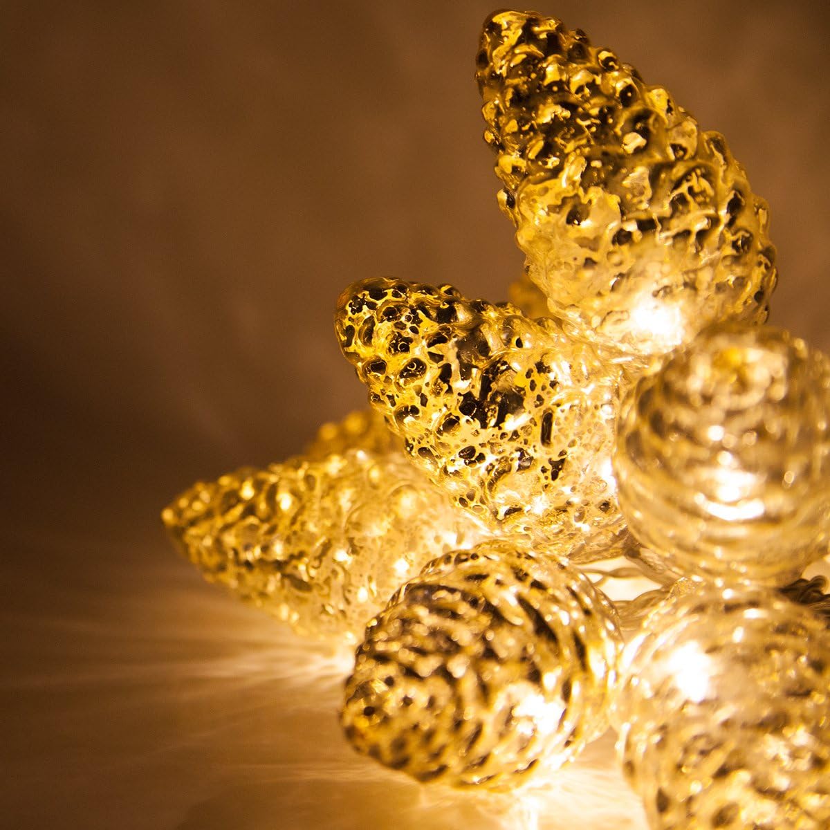 wintergreen lighting 6’ mercury glass gold star lights/gold, main product view