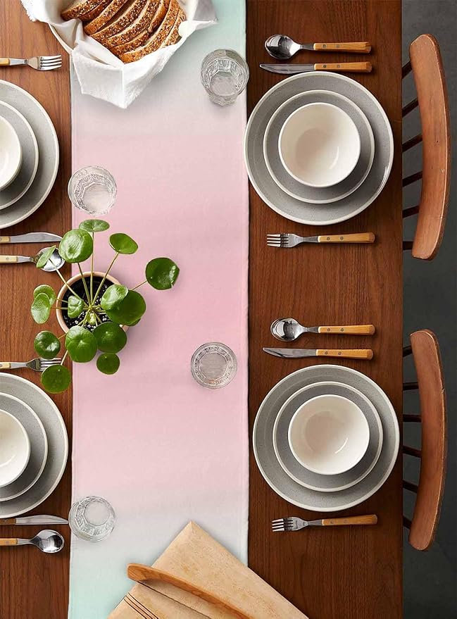 Tropical Flamingo Cotton Linen Table Runner for Dining Kitchen, Wedding Outdoor Party Tablerunners Decoration, Pink Bird Coastal Nautical Animal Dresser Scarf Coffee Tablecloth Runners 13x120 Inches