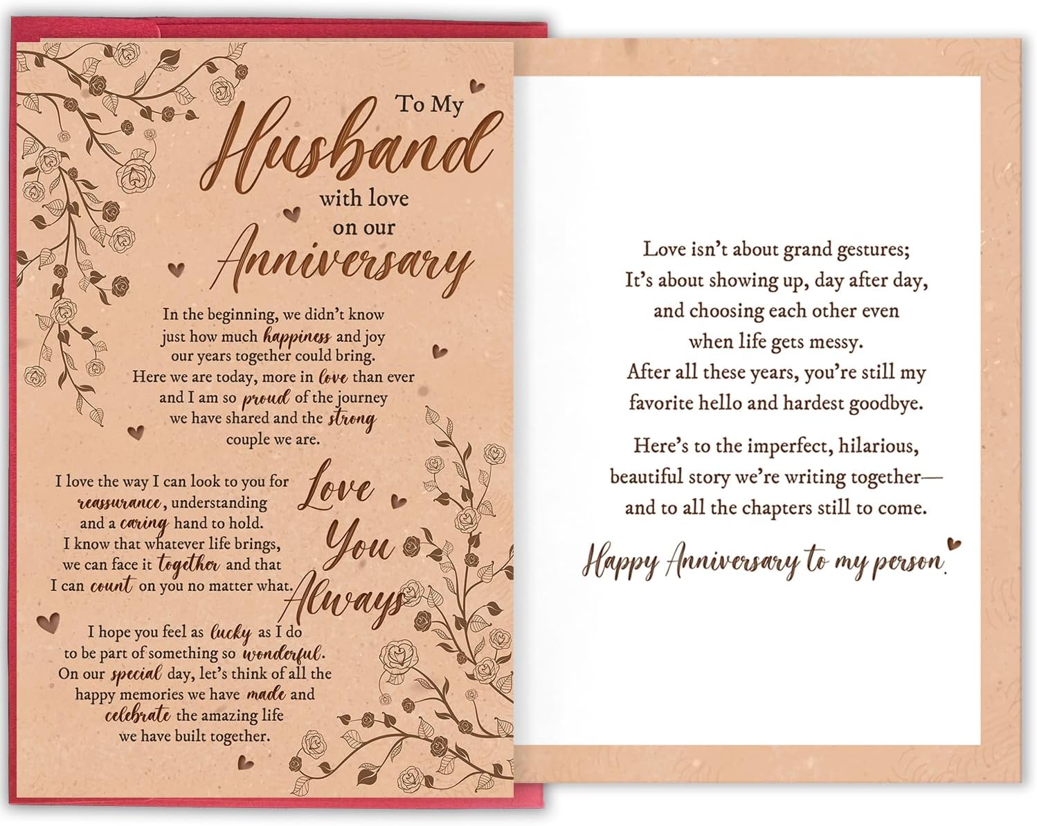 Sweet Anniversary Card for Him, Romantic Wife To Husband Greeting Card With Heartfelt Message, To My Husband With Love on Our Anniversary