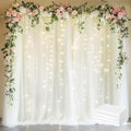 Fomcet Tulle Curtains with Lights String Ivory 20FT X 8FT Sheer Backdrop Curtains for Parties Wedding Baby Shower Photo Shoot Decorations (4 Panels 5 x 8FT)